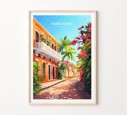 Pondicherry Travel Poster – India Wall Art Print