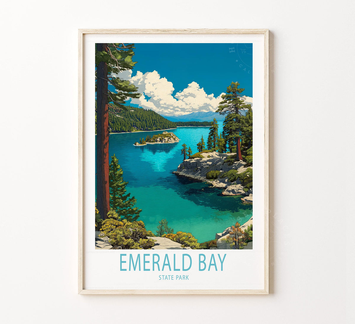 Emarald Bay State Park Travel Poster Wall Art Print