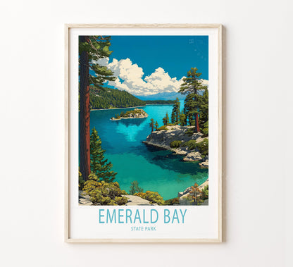 Emarald Bay State Park Travel Poster Wall Art Print