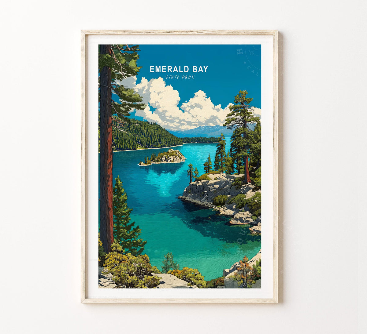Emarald Bay State Park Travel Poster Wall Art Print
