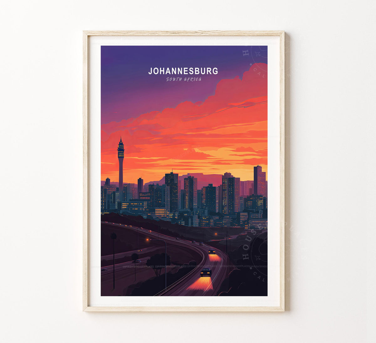 Johannesburg Travel Poster – South Africa Wall Art Print