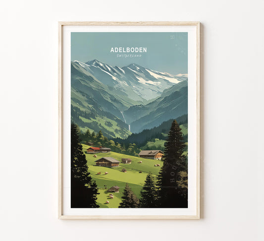 Adelboden Travel Poster – Switzerland Wall Art Print