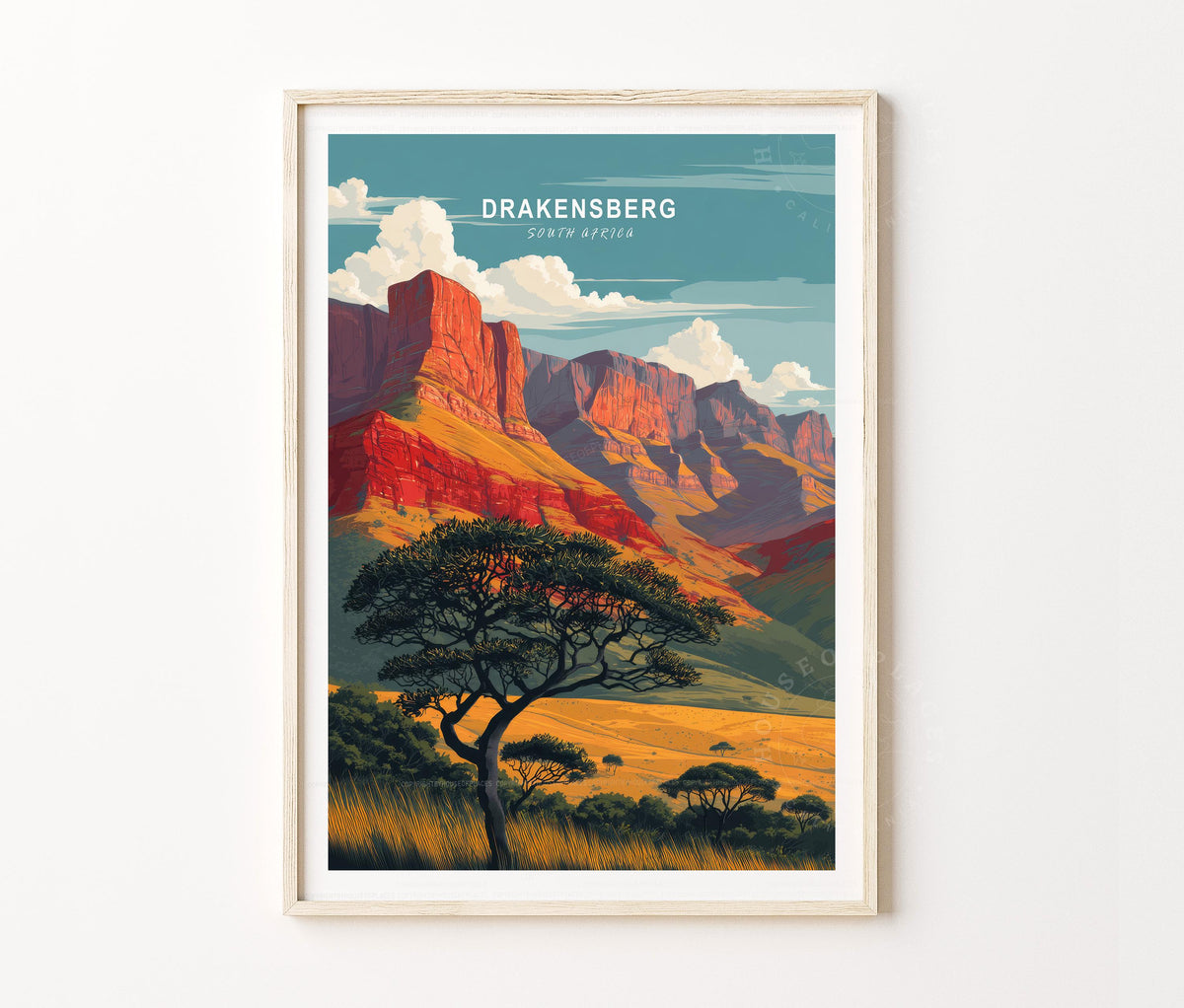 Drakensberg Travel Poster – South Africa Wall Art Print
