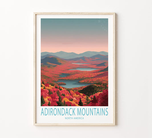 Adirondack Mountains North Travel Poster – USA Wall Art Print