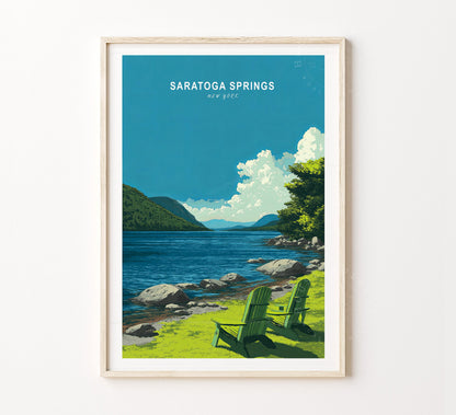 Saratoga Springs Travel Poster – New York Wall Art Print