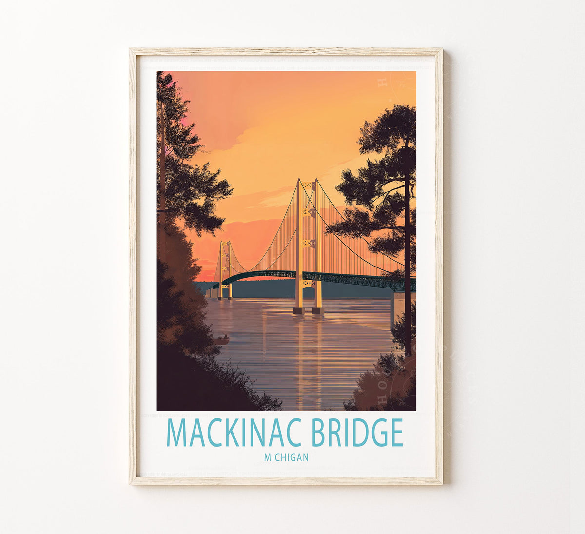 Mackinac Bridge Travel Poster – Michigan Wall Art Print