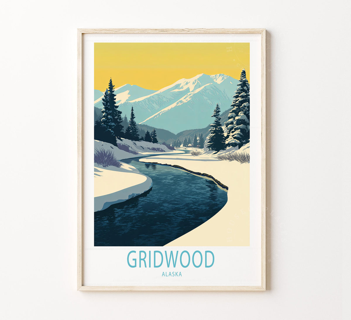 Gridwood Travel Poster – Winter Wall Art Print