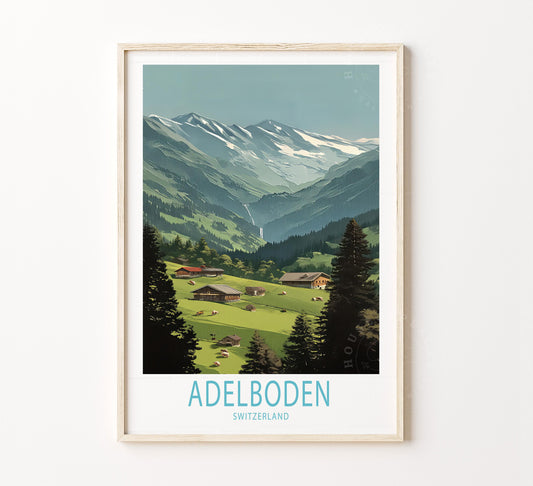 Adelboden Travel Poster – Switzerland Wall Art Print