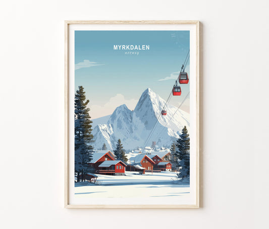 Myrkdalen Travel Poster – Norway Wall Art Print