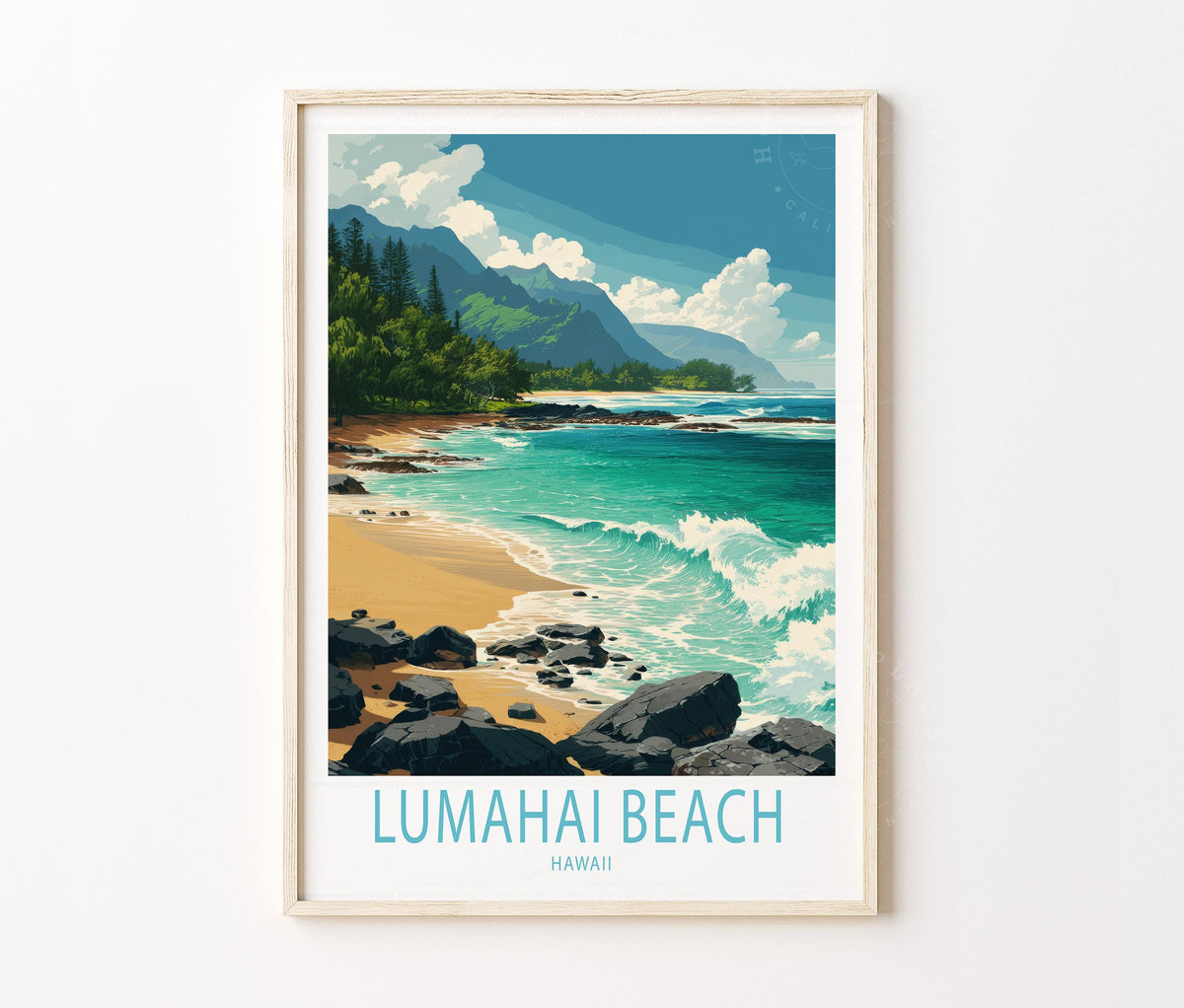 Lumaha'i Beach Travel Poster – Kauai Wall Art Print