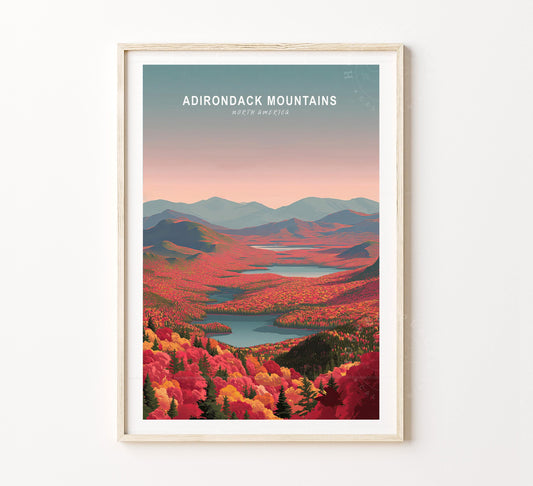 Adirondack Mountains North Travel Poster – USA Wall Art Print