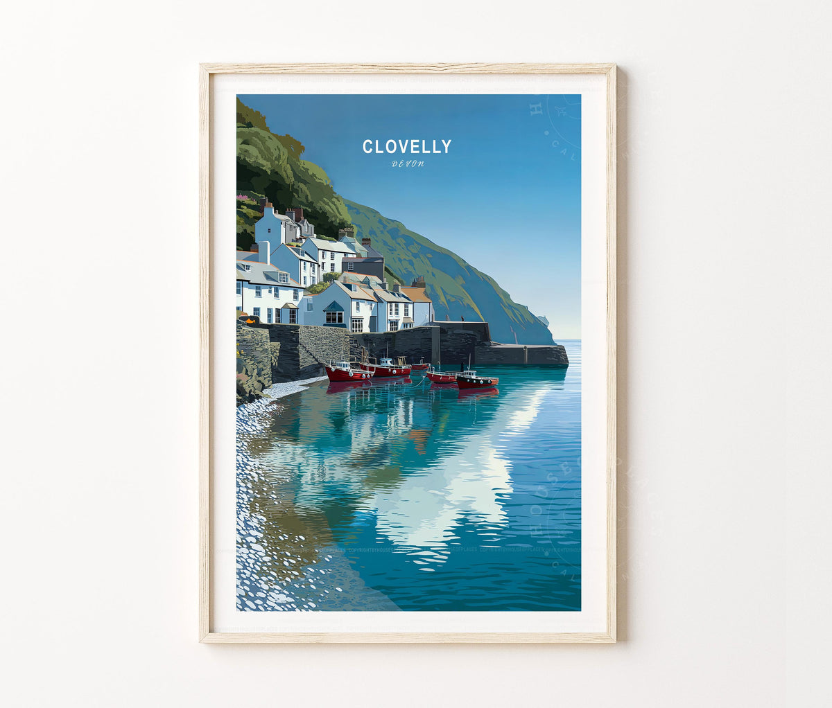 Clovelly Travel Poster – United Kingdom Wall Art Print