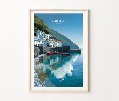 Clovelly Travel Poster – United Kingdom Wall Art Print