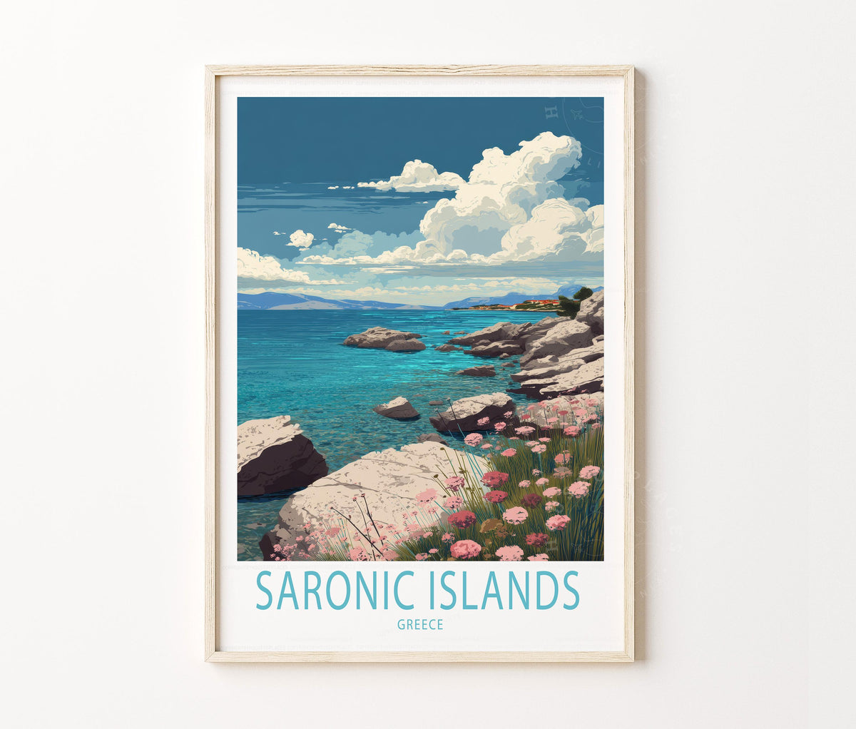 Saronic Islands Travel Poster – Greece Wall Art Print