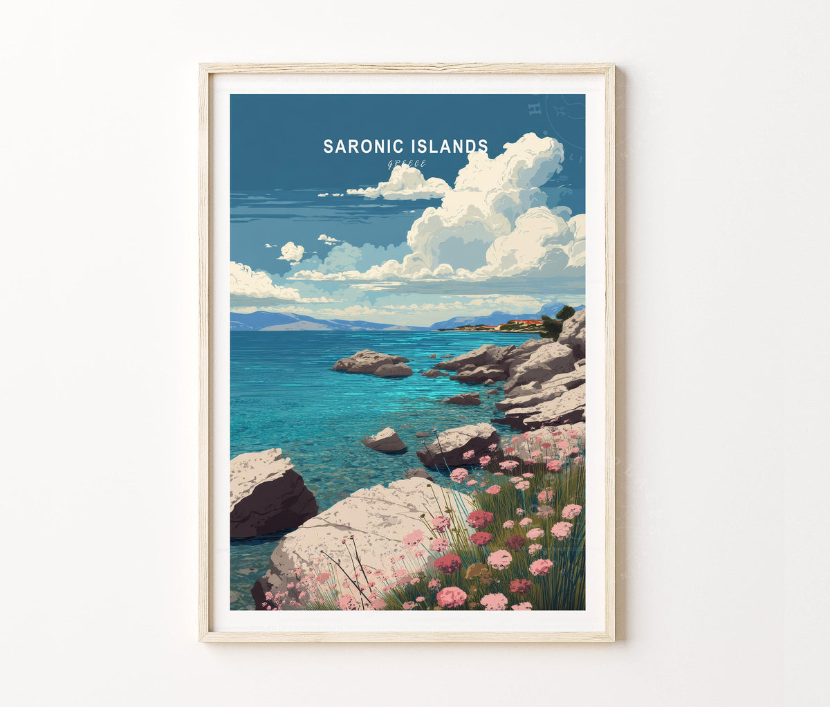 Saronic Islands Travel Poster – Greece Wall Art Print
