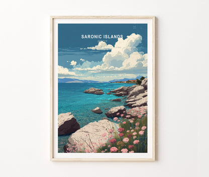 Saronic Islands Travel Poster – Greece Wall Art Print