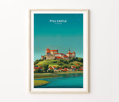 Ptuj Castle Travel Poster – Slovenia Wall Art Print