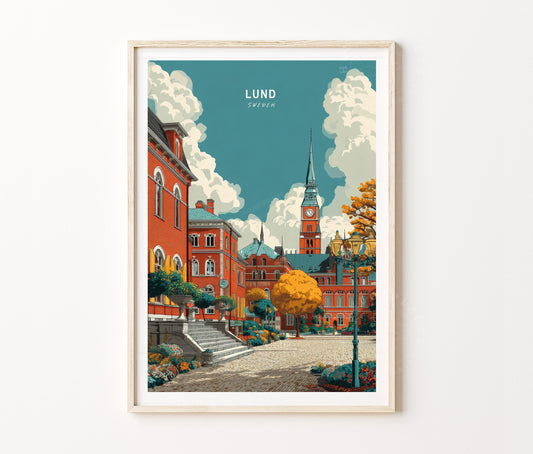 Lund Travel Poster – Sweden Wall Art Print