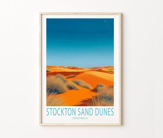 Stockton Sand Dunes Travel Poster – Australia Wall Art Print