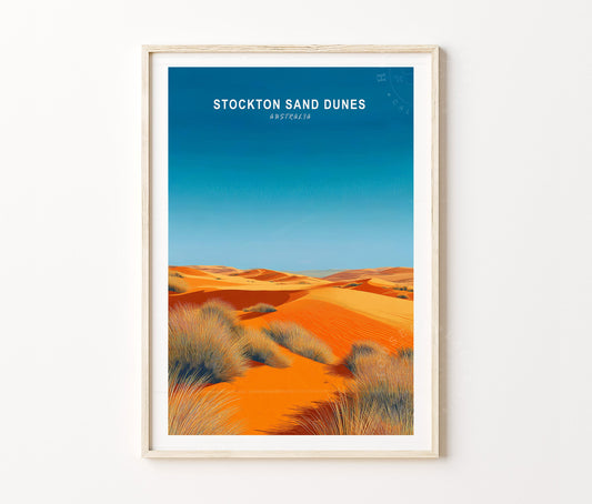 Stockton Sand Dunes Travel Poster – Australia Wall Art Print