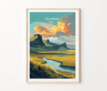 Volcanoes National Park Travel Poster – Hawaii Wall Art Print