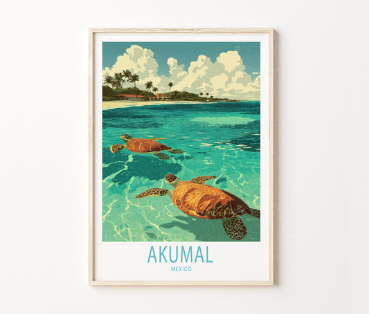 Akumal Travel Poster – Mexico Wall Art Print
