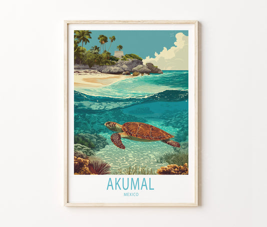 Akumal Travel Poster – Mexico Wall Art Print