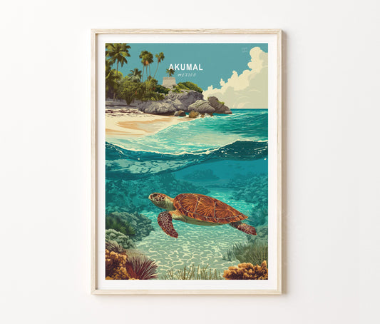 Akumal Travel Poster – Mexico Wall Art Print