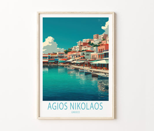 Agios Nikolaos Travel Poster – Greece Wall Art Print