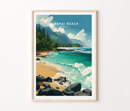 Lumaha'i Beach Travel Poster – Kauai Wall Art Print