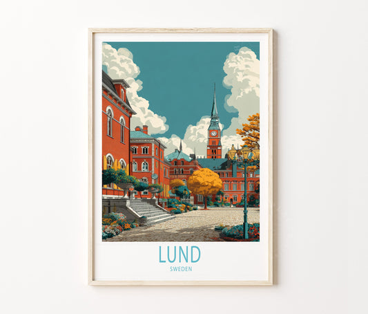 Lund Travel Poster – Sweden Wall Art Print