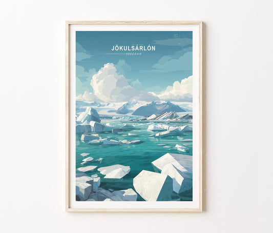 Jökulsárlón Travel Poster – Iceland Wall Art Print