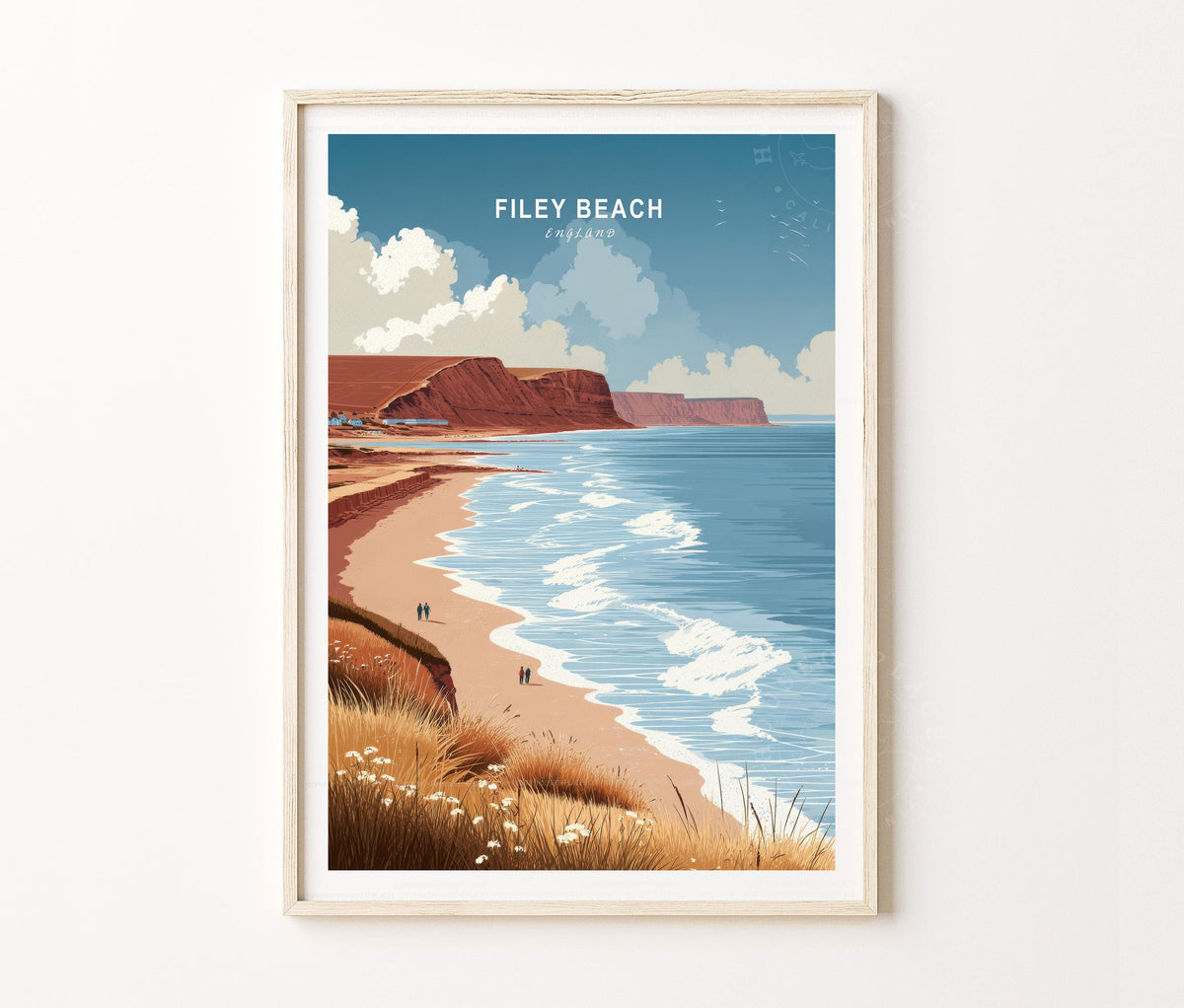 Filey Beach Travel Poster – United Kingdom Wall Art Print