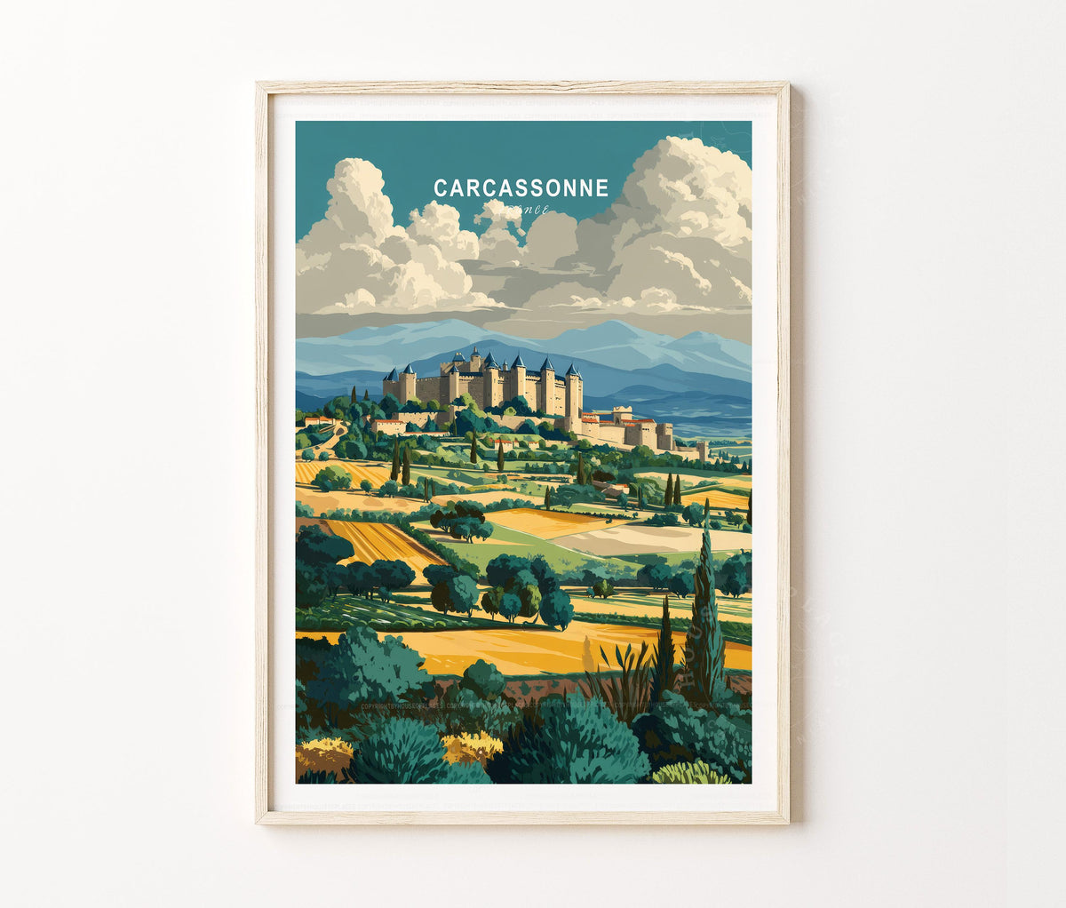 Carcassonne Travel Poster – France Wall Art Print