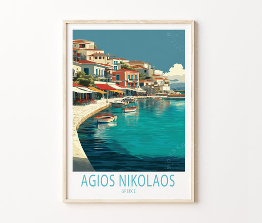 Agios Nikolaos Travel Poster – Greece Wall Art Print