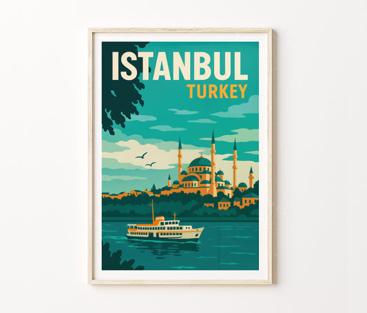 Istanbul Travel Poster – Sultanahmet Wall Art Print