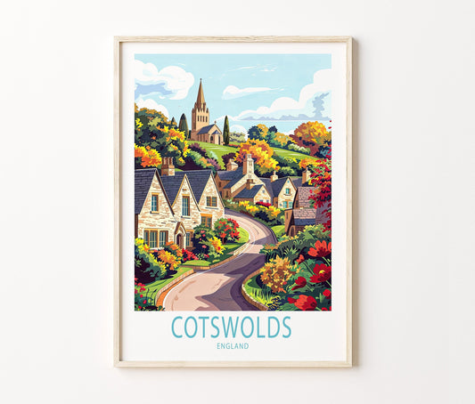 Cotswolds Travel Poster – United Kingdom Wall Art Print