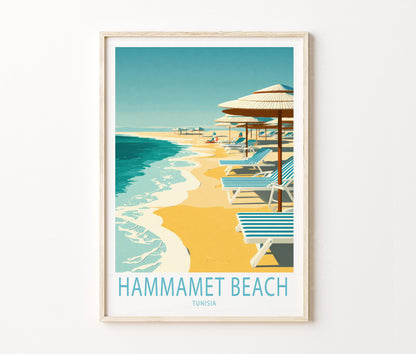 Hammamet Beach Travel Poster – Tunisia Wall Art Print