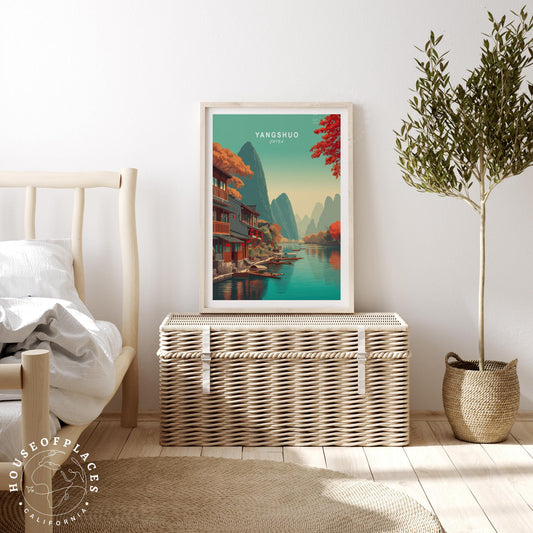 Yangshuo Travel Poster – Li River Hanging Wall Art Print