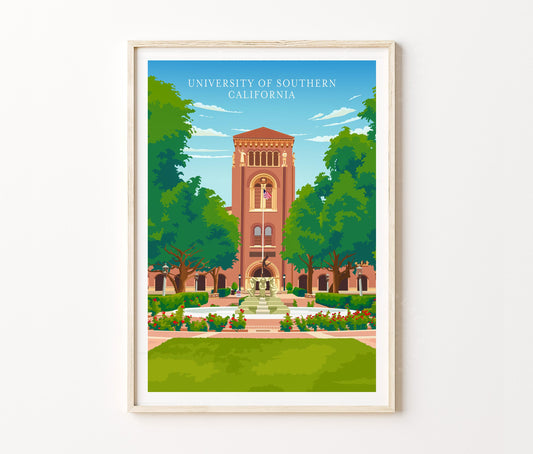 University of Southern Travel Poster – USC Campus Wall Art Print