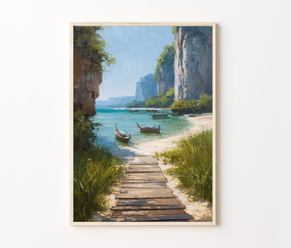 Krabi Travel Poster – Beach Cliff Landscape Coastal Wall Art Print