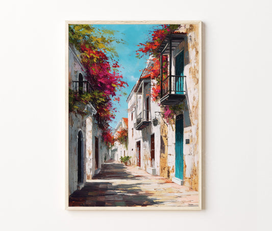 Santo Domingo Travel Poster – Colonial Street Wall Art Print