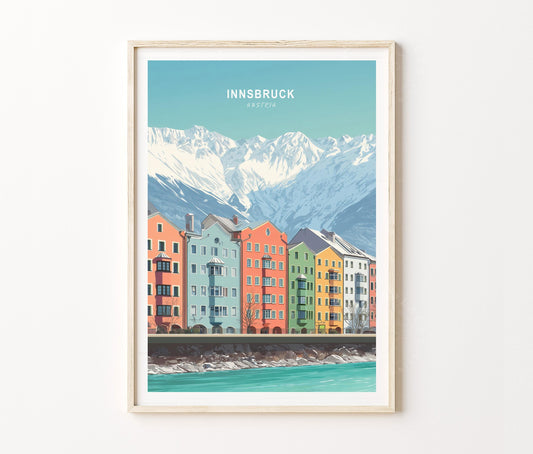 Innsbruck Travel Poster – Colorful City Wall Art Print