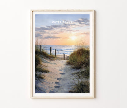 Outer Banks Travel Poster – Coastal Beach Wall Art Print