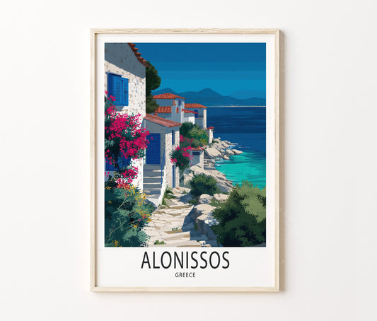 Alonissos Travel Poster – Greece Wall Art Print