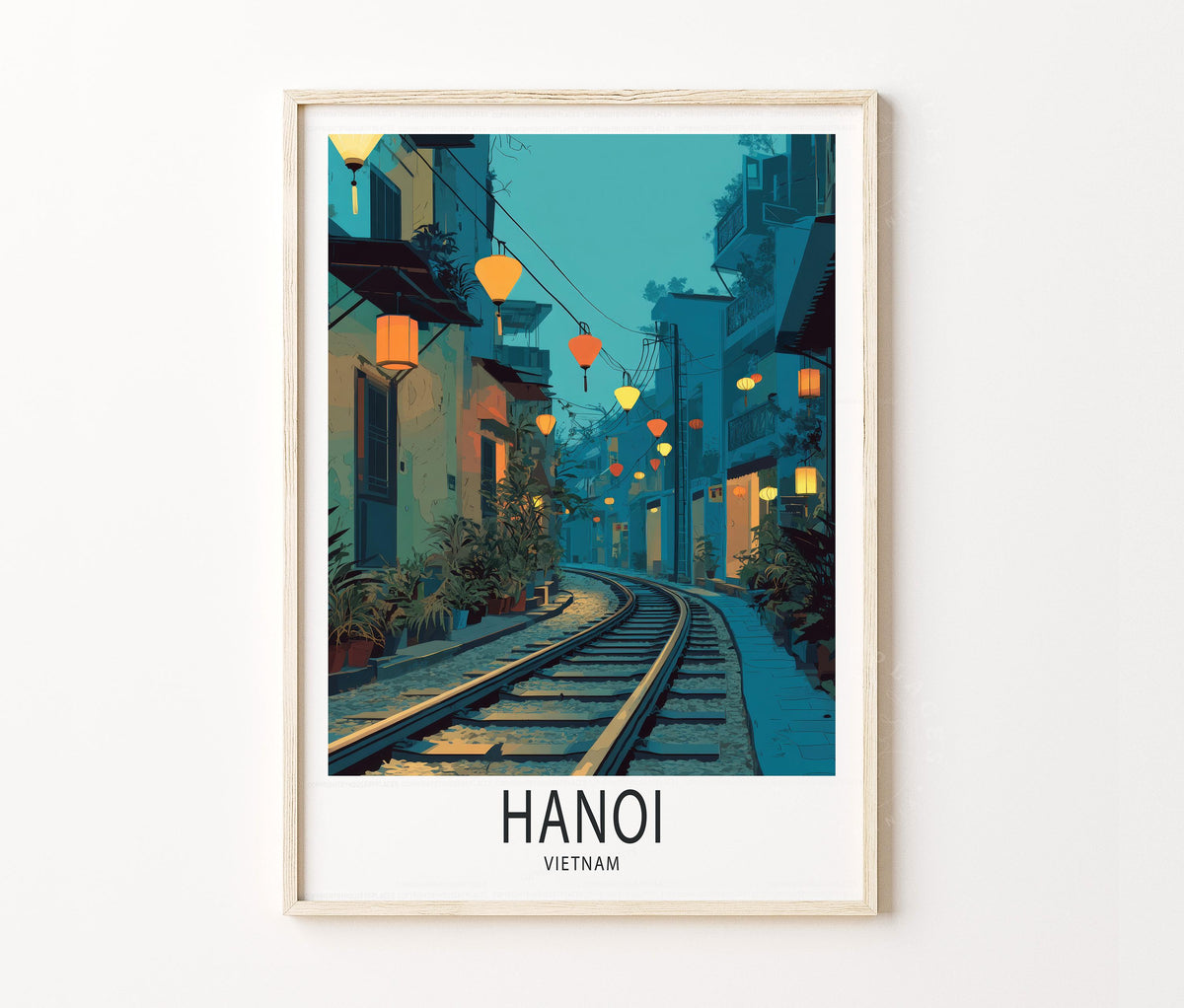 Hanoi Travel Poster – Lantern Street Wall Art Print