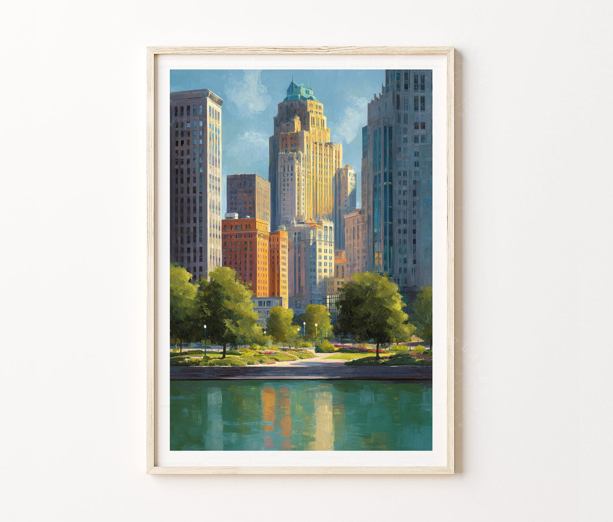 Detroit Travel Poster – City Skyline Wall Art Print
