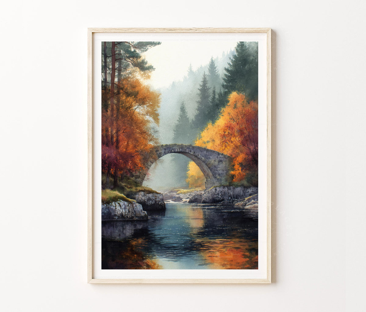 Glen Tanar Travel Poster – Autumn Forest River Wall Art Print