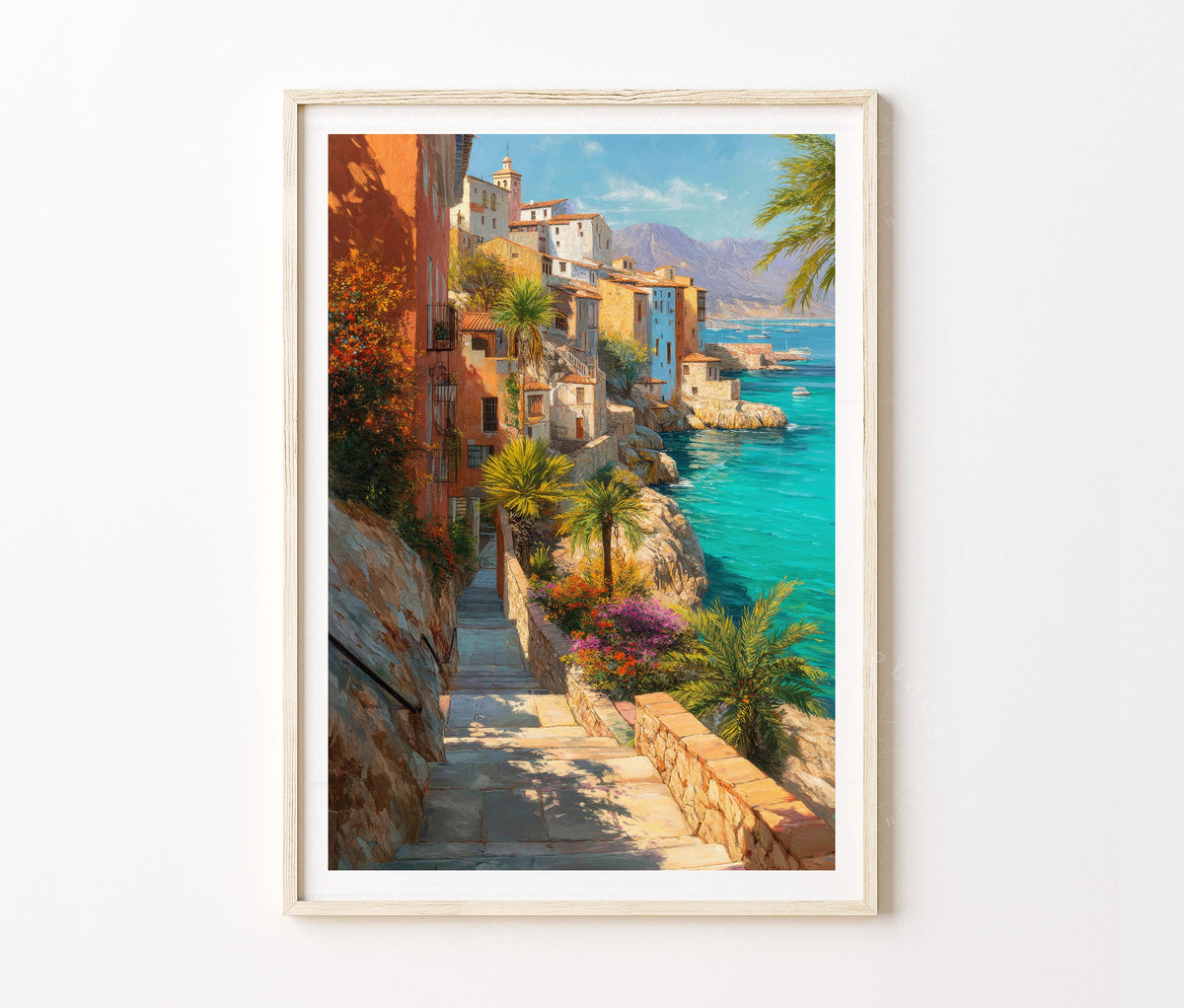 Murcia Travel Poster – Mediterranean Coastal Village Wall Art Print