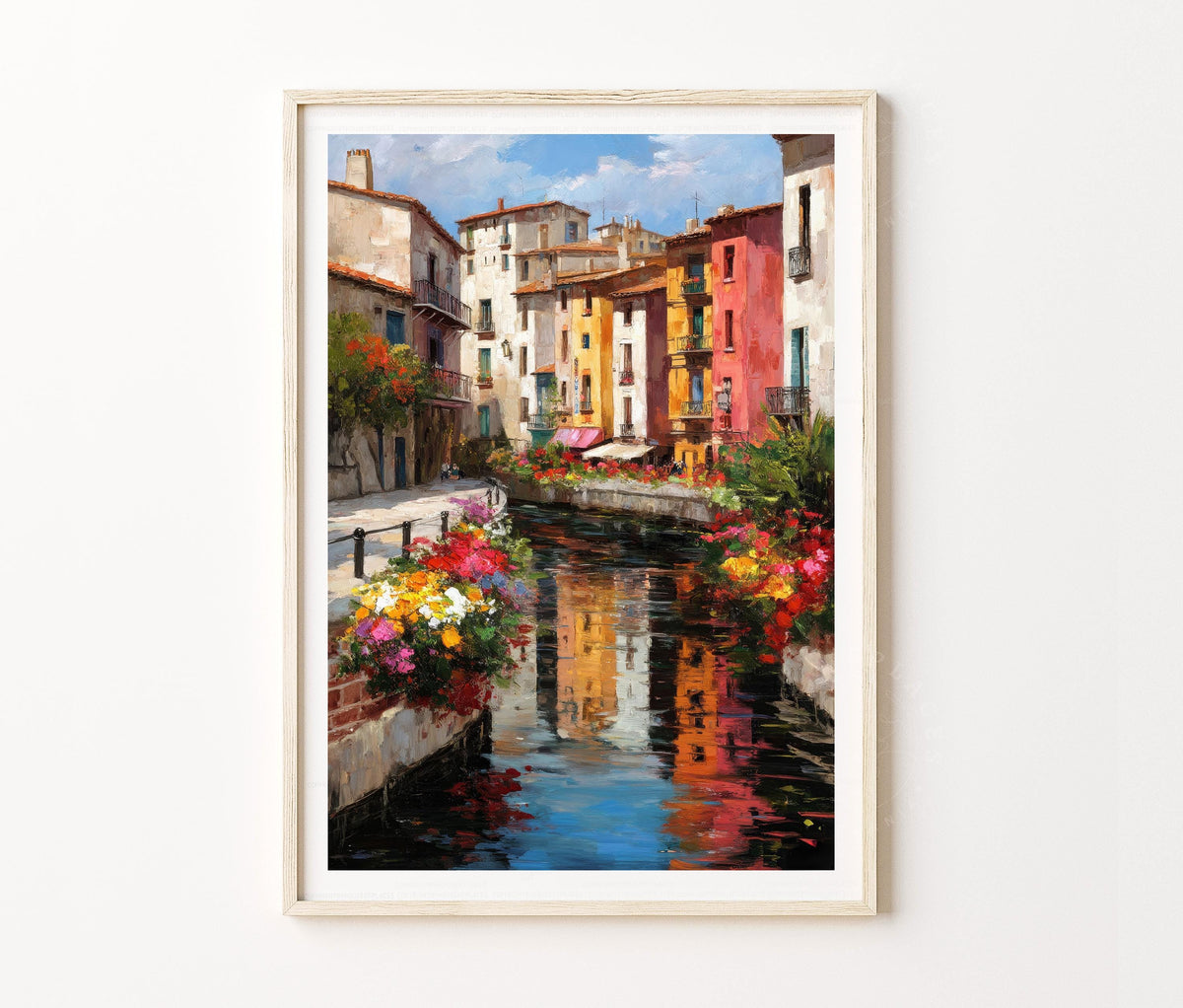 Perpignan Travel Poster – Colorful Canal Street Wall Art Print
